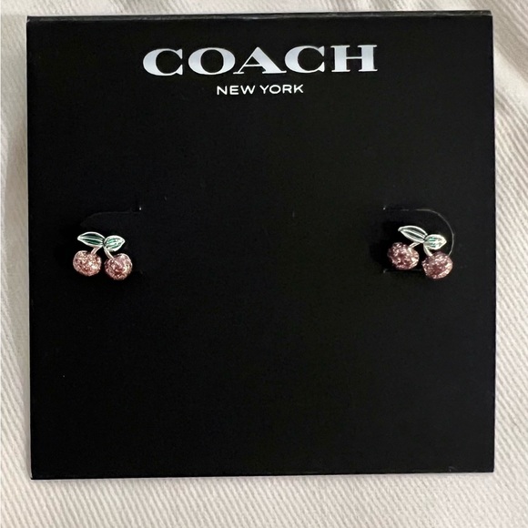 Coach Pink and Silver Cherry Earrings - Picture 1 of 7